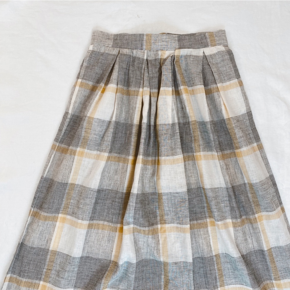Vintage Jones New‎ York Linen Blend Plaid Midi Skirt - Picture 4 of 11